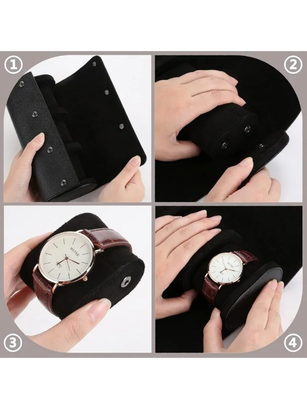 Luxury Leather Watch Roll Case for 3 | Portable Organizer for Travel & Home